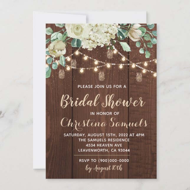 Invitación a ducha de novia con luz de cadena (Anverso)
