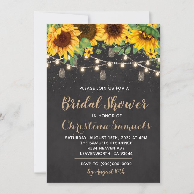 Invitación a ducha de novia con luz de cadena (Anverso)