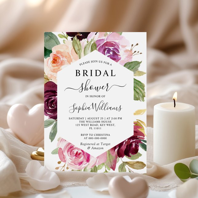 Invitación a ducha de novia con marco floral borgo (Subido por el creador)