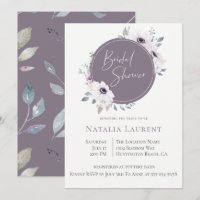 Invitación a ducha de novia con marco floral viole