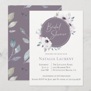 Invitación a ducha de novia con marco floral viole