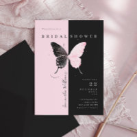 Invitación a ducha de novia con mariposa negra ros