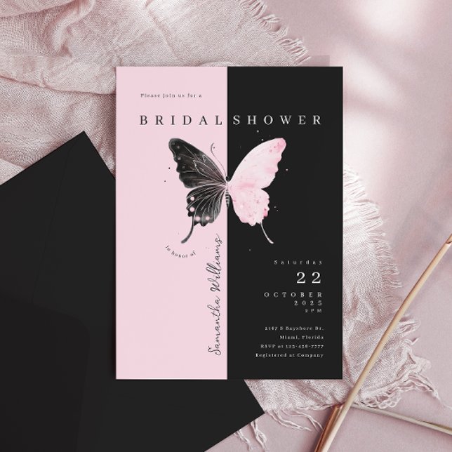 Invitación a ducha de novia con mariposa negra ros (Subido por el creador)
