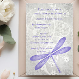 Invitación a ducha de novia con mosca violeta