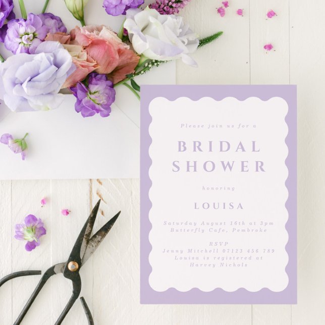 Invitación a ducha de novia con onda retro Lilac (Subido por el creador)