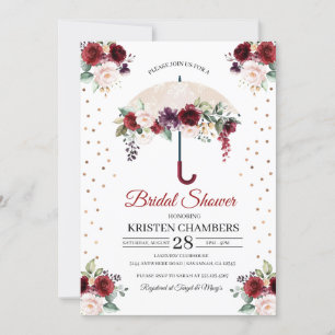 Invitación a ducha de novia con paraguas florales 