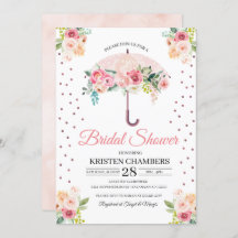 Invitación a ducha de novia con paraguas florales