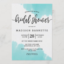 Invitación a ducha de novia con pincel acuarela Aq