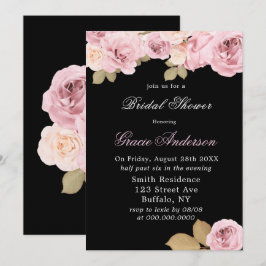 Invitación a ducha de novia con rosas rosas rosas 