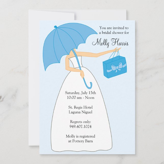 Invitación a ducha de novia con sobres coincidente (Anverso)
