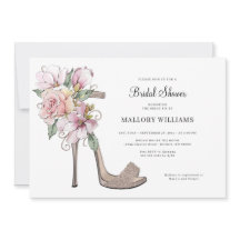 Invitación a ducha de novia con tacones de Boda fl