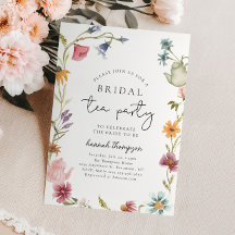 Invitación a ducha de novia con té de flores silve