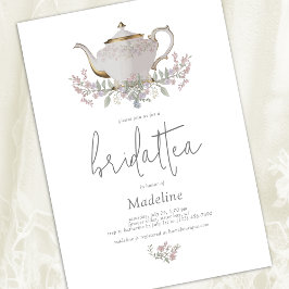 Invitación a ducha de novia con té de novia con fl
