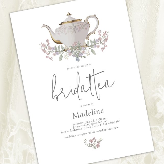 Invitación a ducha de novia con té de novia con fl (Subido por el creador)