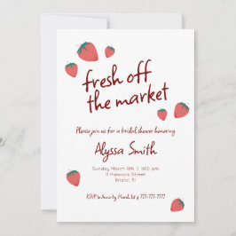 Invitación a ducha de novia con tema de fresa