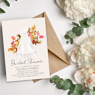 Invitación a ducha de novia con traje de bata flor