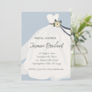 Invitación a ducha de novia con traje de novia flo