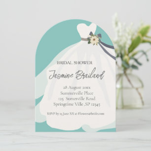 Invitación a ducha de novia con traje de novia flo