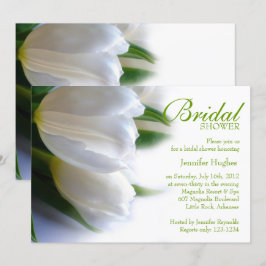 Invitación a ducha de novia con tulipanes blancos
