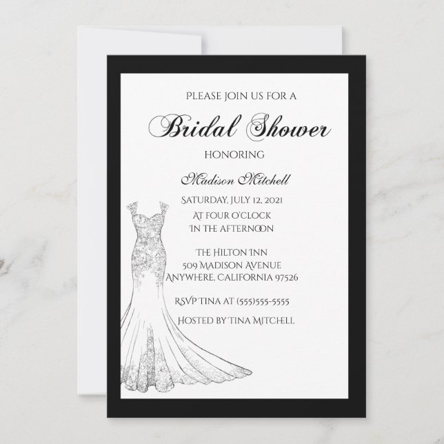 Invitación a ducha de novia con vestimenta de Boda (Anverso)