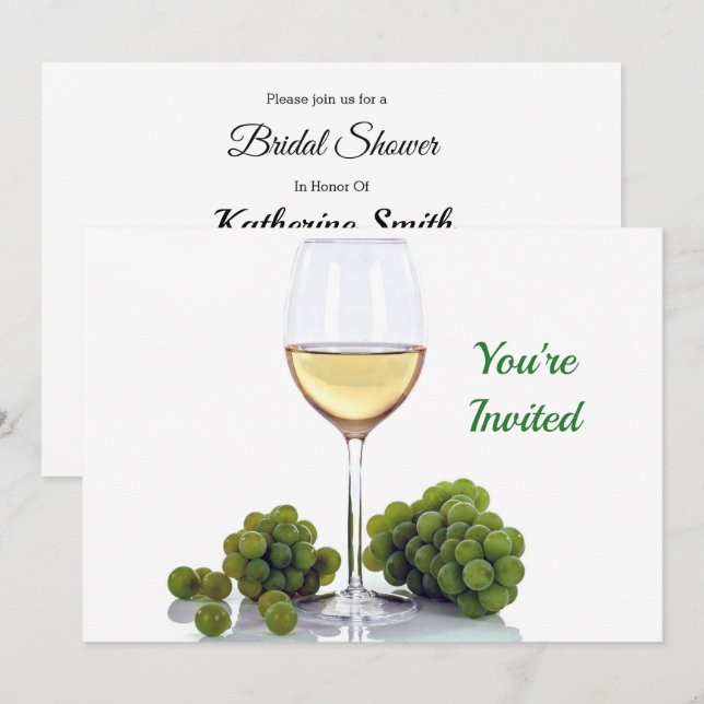 Invitación a ducha de novia con vino (Anverso / Reverso)