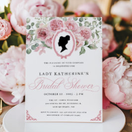 Invitación a ducha de novia con vintage color rosa