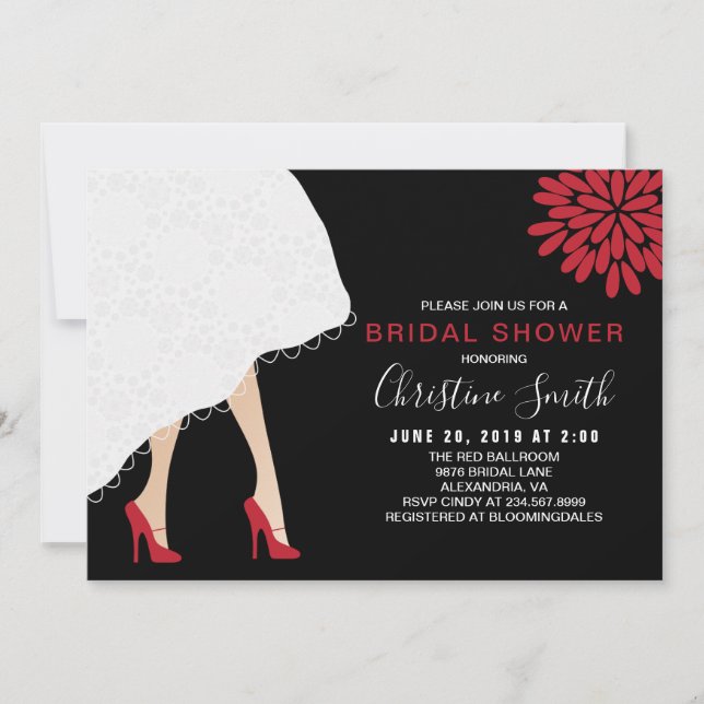 Invitación a ducha de novia con zapatos de tacón a (Anverso)