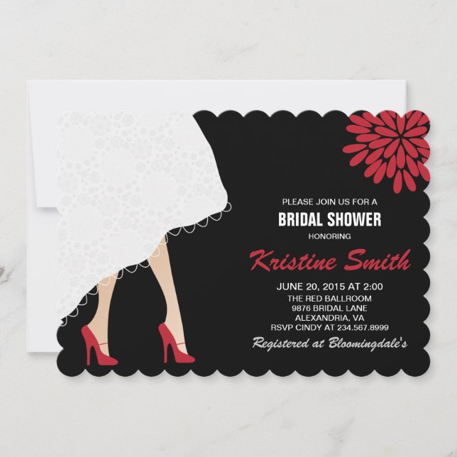 Invitación a ducha de novia con zapatos de tacón r (Anverso)