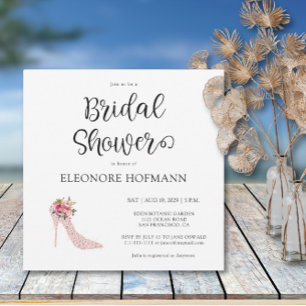 Invitación a ducha de novia cuadrada de tacones al