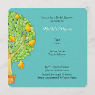 Invitación a ducha de novia cuadrada verde azulada
