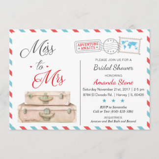 Invitación a ducha de novia de aerolíneas Viajes d