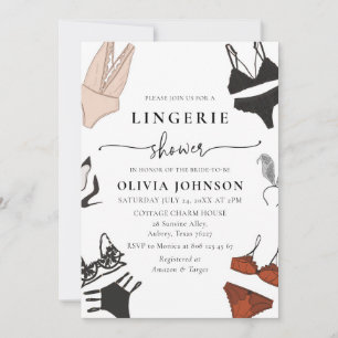 Invitación a ducha de novia de Black Lace Bra Ling