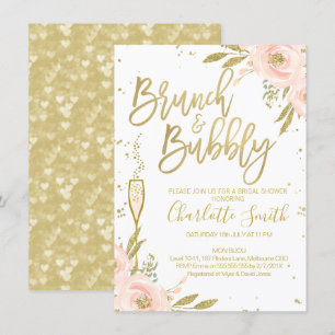 Invitación a ducha de novia de Brunch floral de or