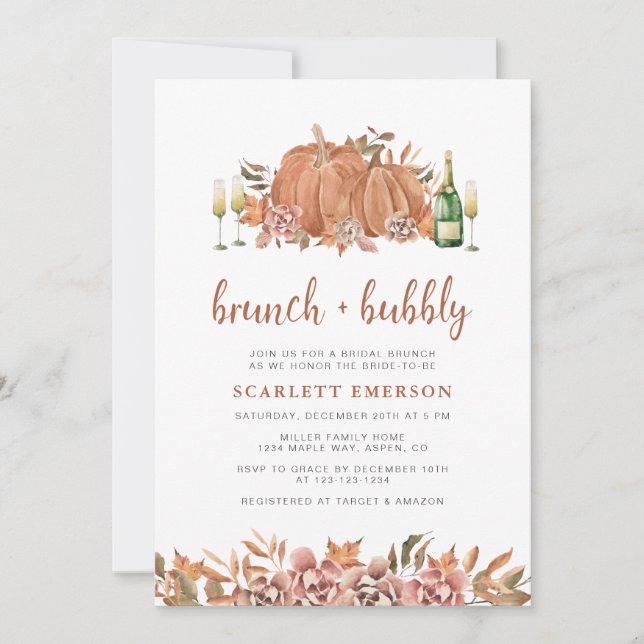Invitación a ducha de novia de Brunch otoño (Anverso)