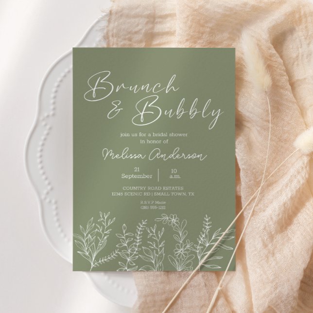 Invitación a ducha de novia de brunch verde salva (Subido por el creador)