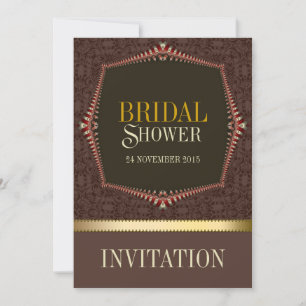 Invitación a ducha de novia de chocolate Damask
