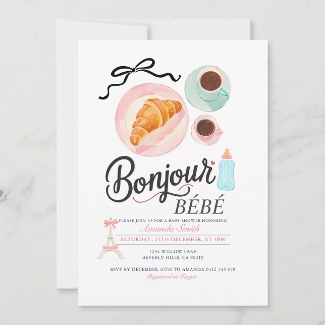 Invitación a ducha de novia de Coffee Brunch Oui B (Anverso)