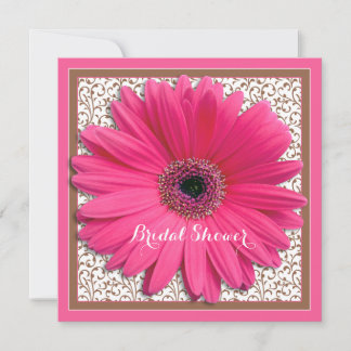 Invitación a ducha de novia de color marrón rosa G