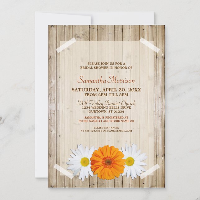 Invitación a ducha de novia de Daisy, Naranja ruso (Anverso)