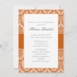 Invitación a ducha de novia de Damask Naranja quem