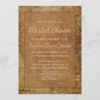 Invitación a ducha de novia de destino de mapa de 