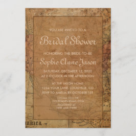 Invitación a ducha de novia de destino de mapa de 
