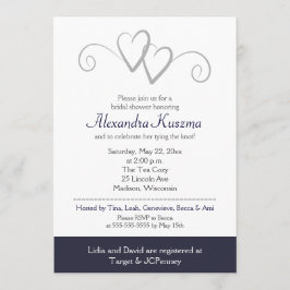 Invitación a ducha de novia de dos corazones de la