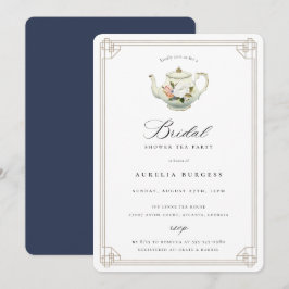 Invitación a ducha de novia de Fiesta de té de épo