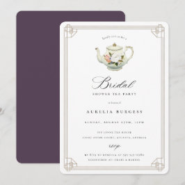 Invitación a ducha de novia de Fiesta de té de épo