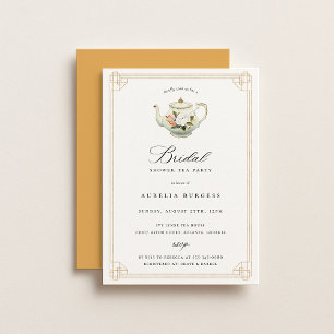 Invitación a ducha de novia de Fiesta de té de épo