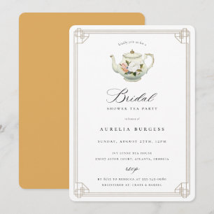 Invitación a ducha de novia de Fiesta de té de épo