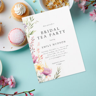 Invitación a ducha de novia de Fiesta de té de flo