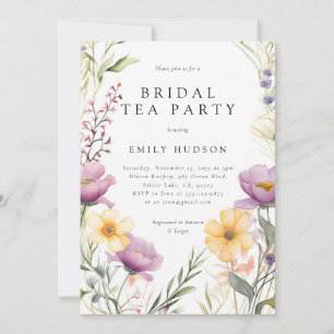 Invitación a ducha de novia de Fiesta de té de flo