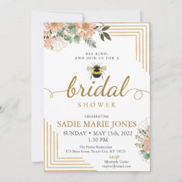 Invitación a ducha de novia de flores rojas de Bee